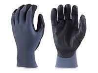 String Knit Glove w/Blue Latex Palm, Grey Cotton/Poly Knit Liner, M, Dozen